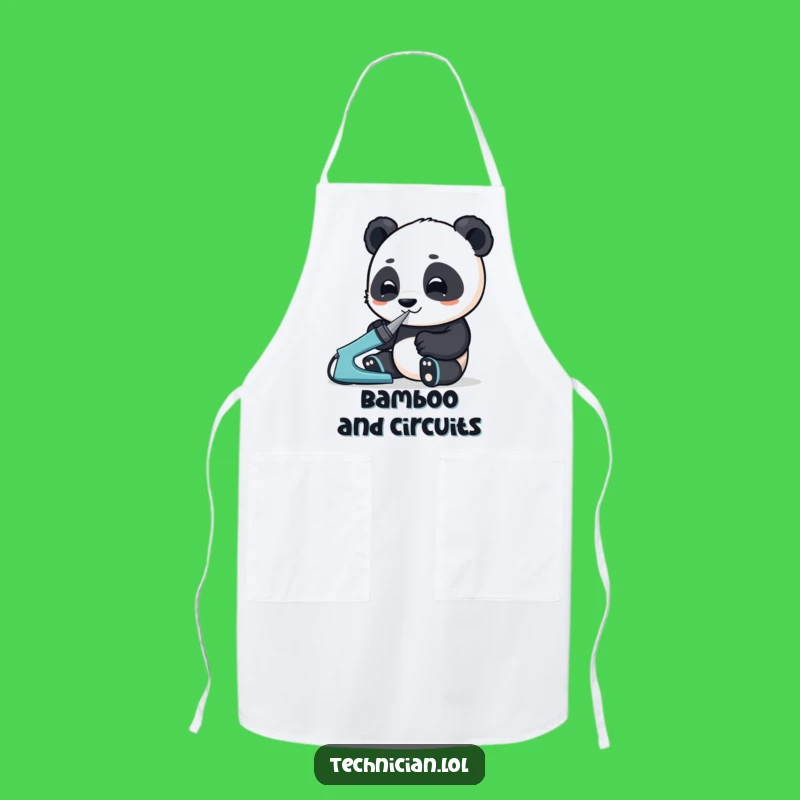 Funny Panda Maker Apron: Enthusiastic Panda with Soldering Iron, Practical Funny Gift
