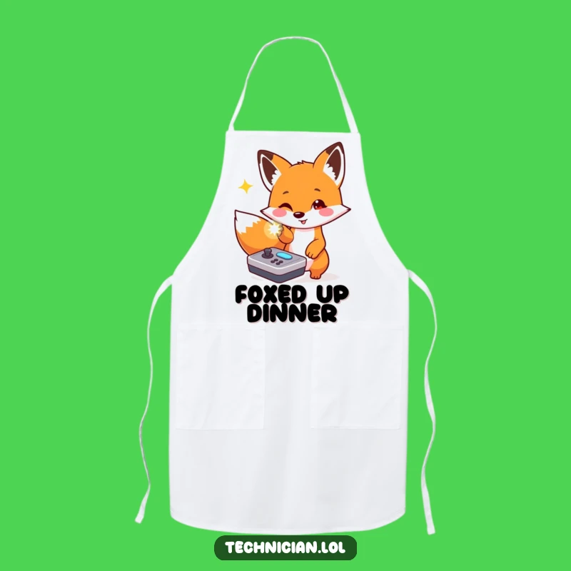 Funny Fox Tech Apron: Chef's Playful Companion, Perfect Gift for Makers