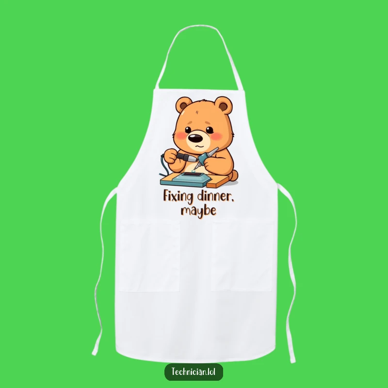 Funny Bear Apron: Intense Maker with Soldering Iron, Workshop Attire Gift
