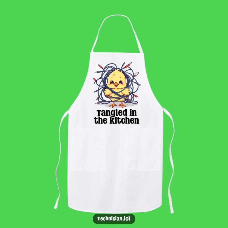 Funny Chick Cables Apron: Kitchen Tech Humor, Practical Funny Gift