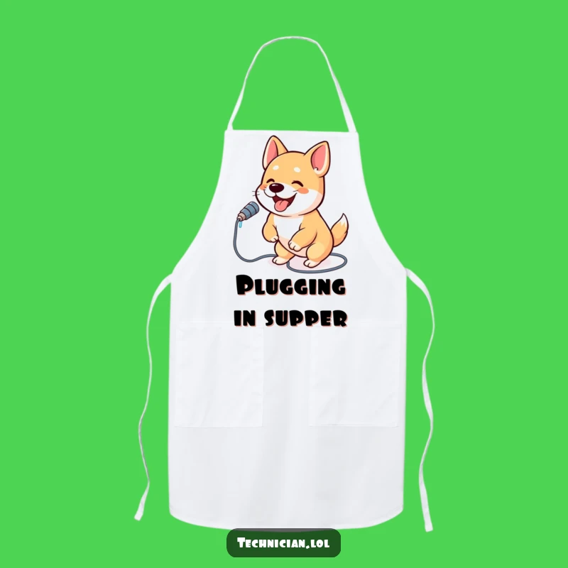 Funny Dog Cable Plug Apron: Cook with Enthusiasm Gift