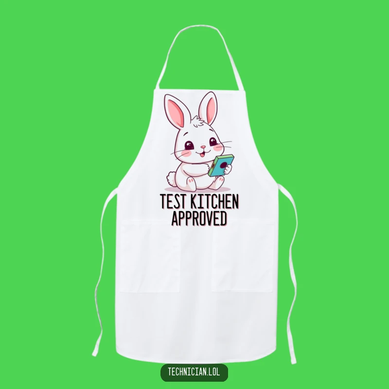Funny Rabbit Kitchen Apron: Cheerful Rabbit with Gadget, Practical Funny Gift