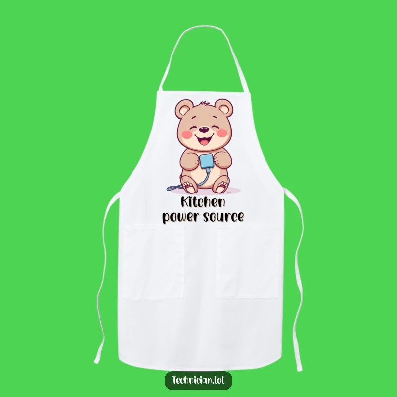 Funny Giggling Bear Tech Apron - Cook & Connect With Joy