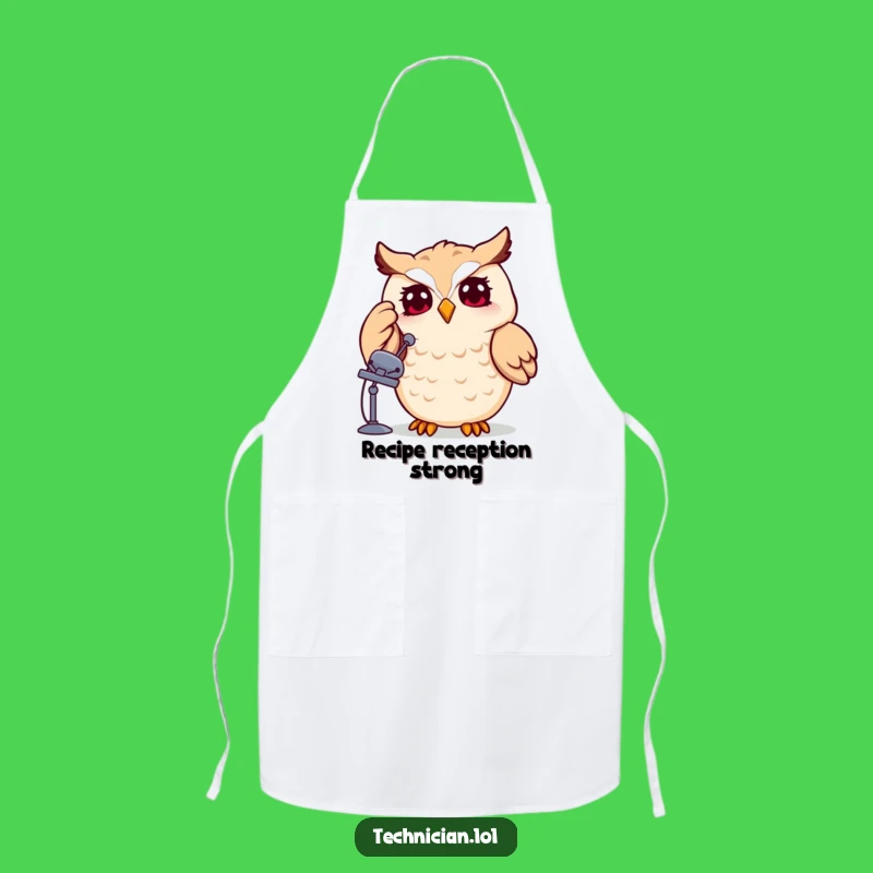Funny Owl Satellite Dish Apron: Chef's Humorous Kitchen Gear for Tech Enthusiasts
