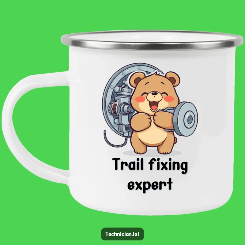 Funny Bear Mechanic Camping Mug: Outdoor Engineer's Hilarious Companion