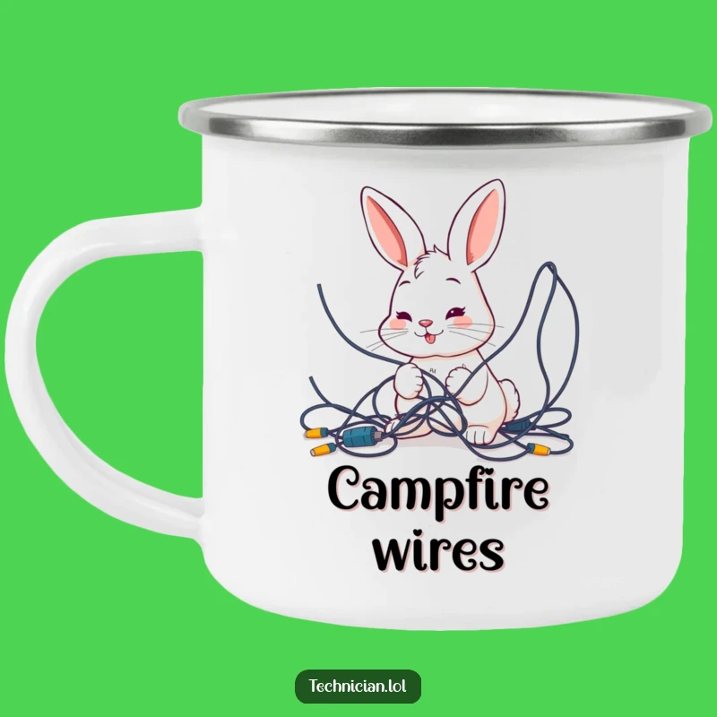 Funny Bunny Wires Camping Mug - Tech Problem Outdoor Gear