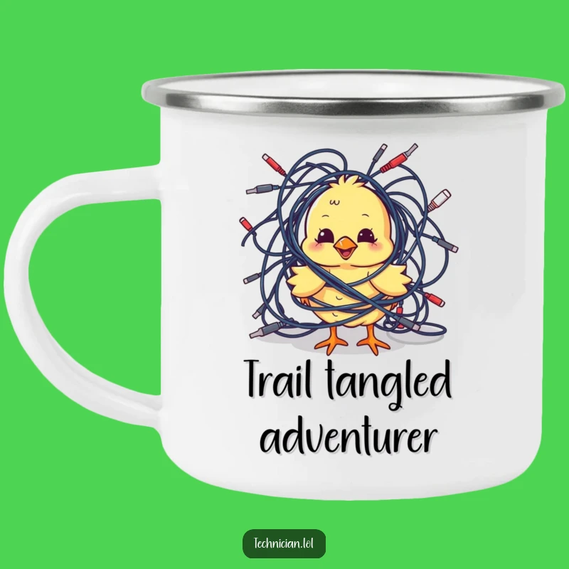 Funny Chick Cables Camping Mug: Outdoor Tech Fun, Durable Funny Gift