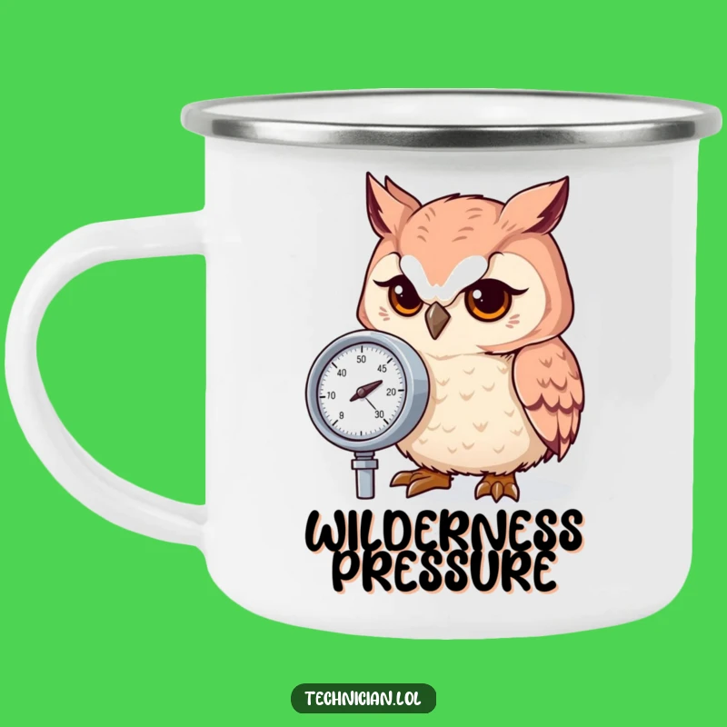 Funny Focused Owl Gauge Camping Mug - Measure Your Adventure!