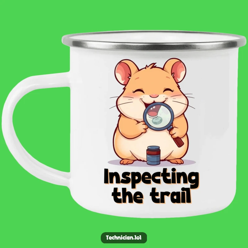 Funny Hamster Magnifying Glass Camping Mug: Explore Nature, Hilarious Gift