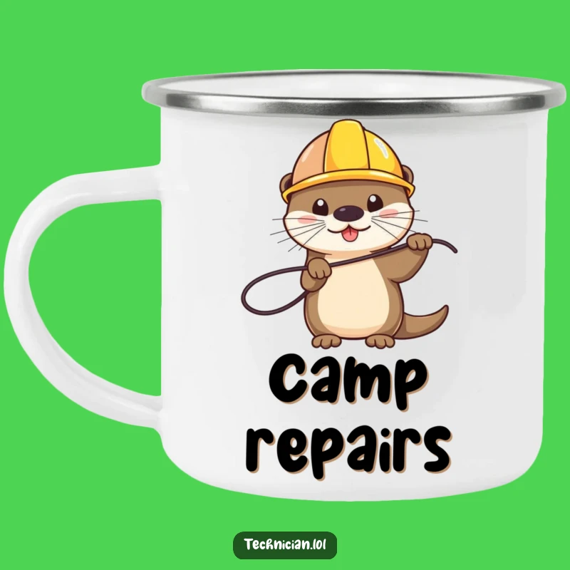 Funny Otter Hard Hat Wire Camping Mug - Rugged and Hilarious Outdoor Gear!