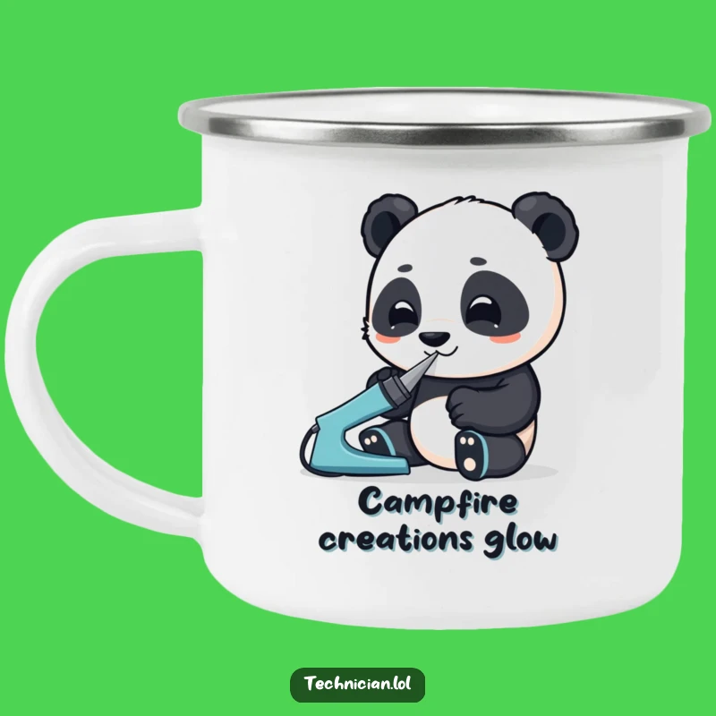 Funny Panda Camp Mug: Durable Panda with Soldering Iron, Rugged Funny Gift