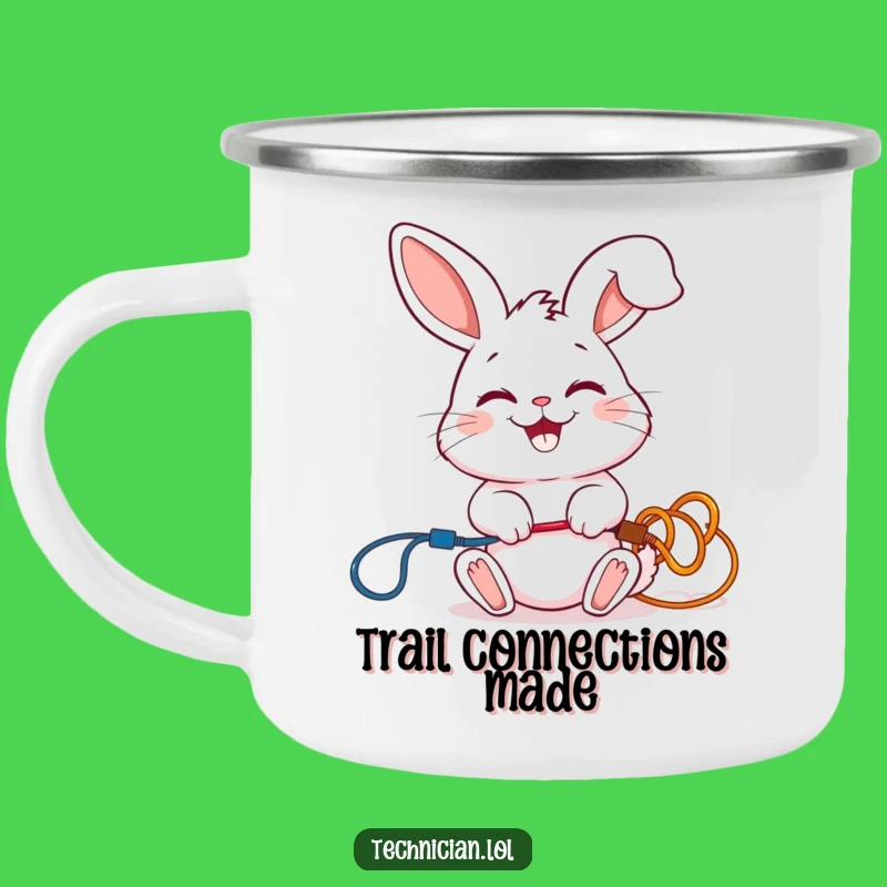 Funny Rabbit Electrician Camping Mug: Outdoor Bunny's Hilarious Companion