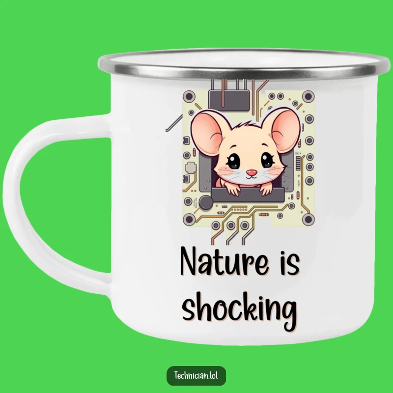 Funny Shy Mouse Circuit Board Camping Mug - Explore the Wild!