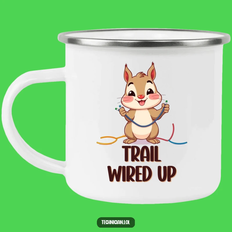 Funny Squirrel Wire Connector Camping Mug: Outdoor Electrician, Hilarious Cheerful Gift