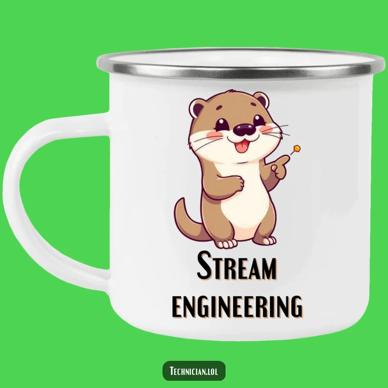 Funny Otter Schematic Camping Mug - Outdoor Cartoon Cup & Funny Gift