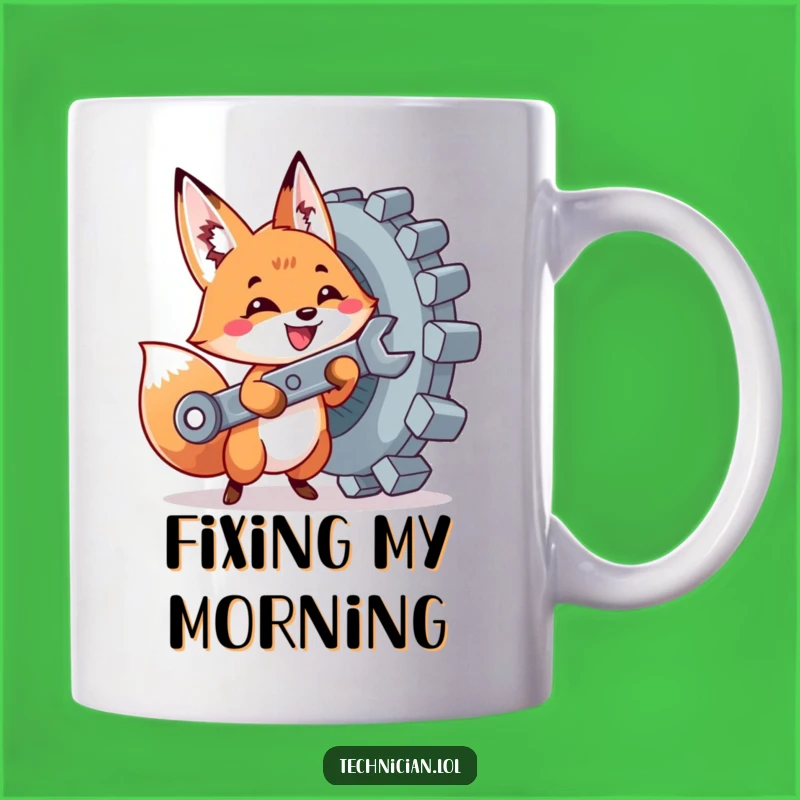 Funny Fox Mechanic Mug: Cute Tool Time Design - Perfect Funny Gift!