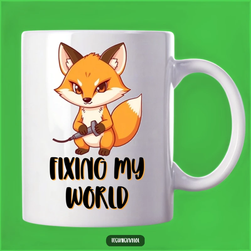 Funny Fox Mug: Determined Engineer's Gift with Soldering Iron