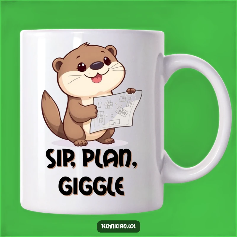 Funny Otter Architect Mug: Giggle at Blueprint, Curious Design, Perfect Gift