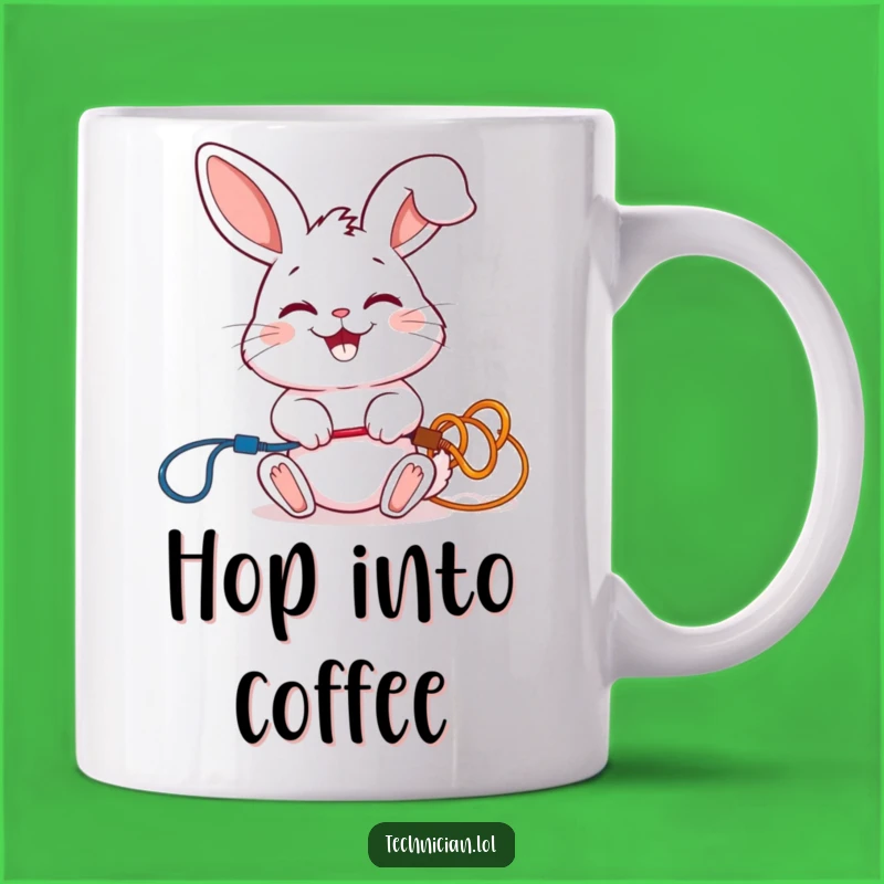 Funny Rabbit Electrician Mug: Giggling Wire Connector Gift