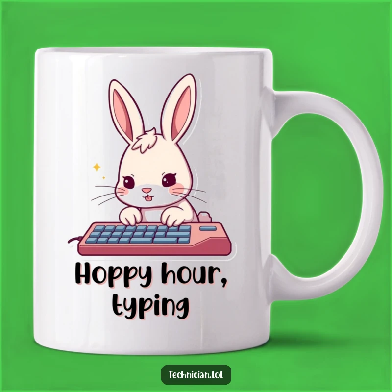 Funny Rabbit Typing Mug - Fast & Furious Coffee for Creators!
