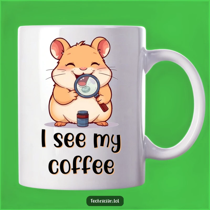 Funny Hamster Magnifying Glass Mug: Curious Critter's Gift for Detail Lovers