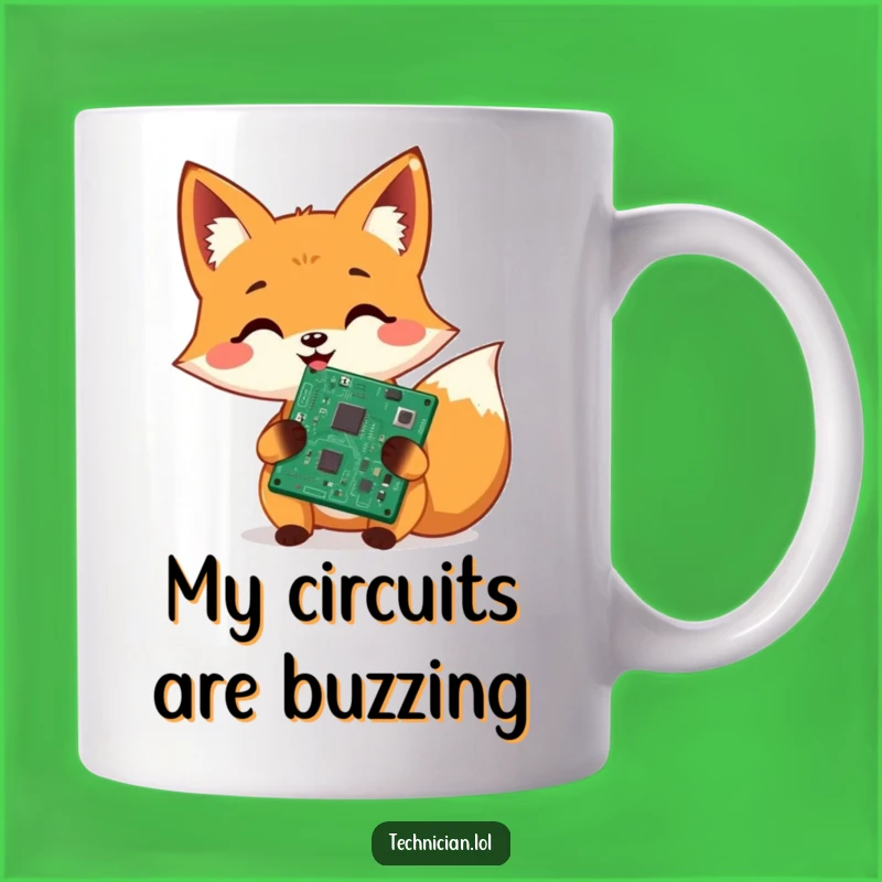 Funny Fox Tech Repair Mug: Cheerful circuits fixed, a perfect funny gift for geeks!