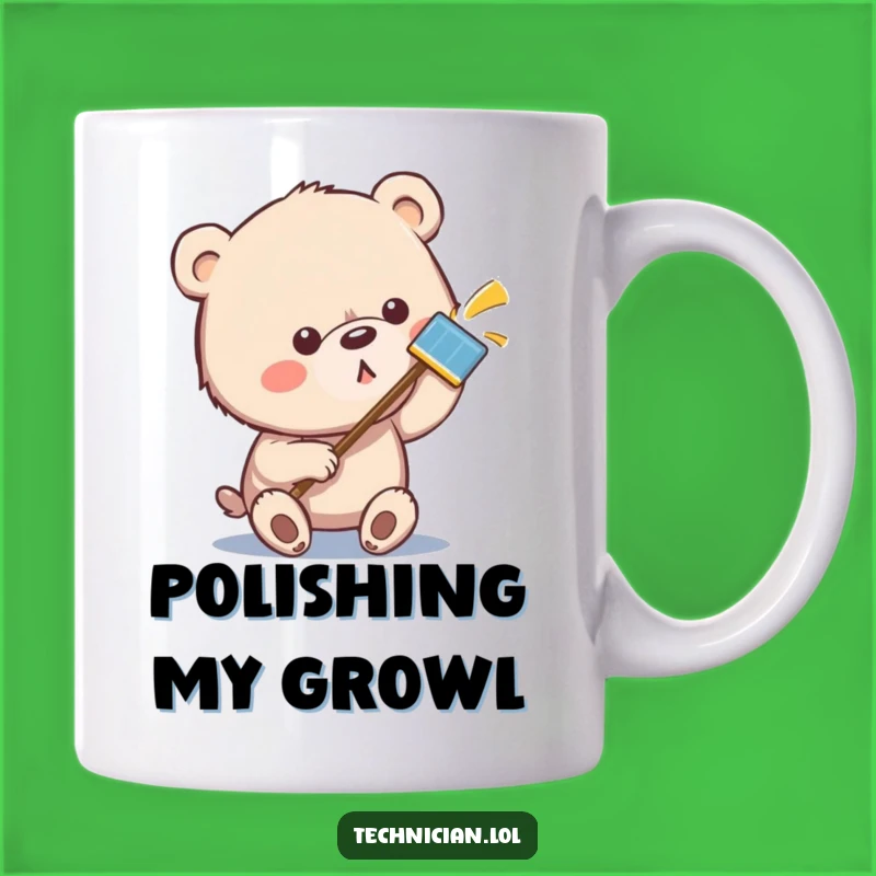 Funny Bear Cleaning Mug: Determined Paw Shine Gift