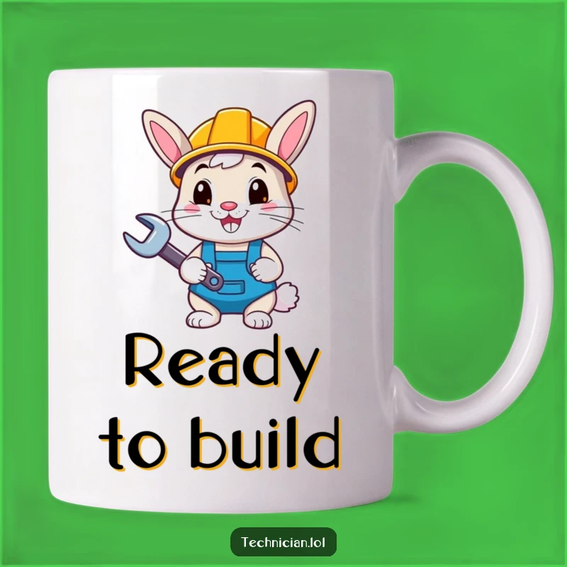 Funny Bunny Builder Mug: Happy Hard Hat Hero, Hilarious DIY Gift for Fixers