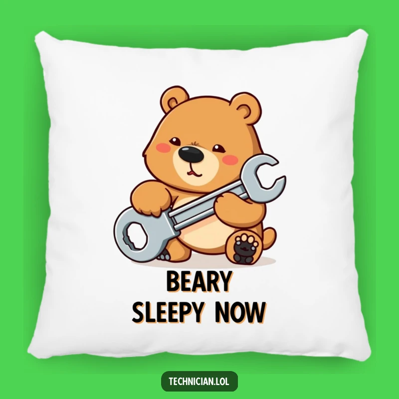 Funny Bear Mechanic Pillow: Cozy Strength, Soft Funny Gift Cushion