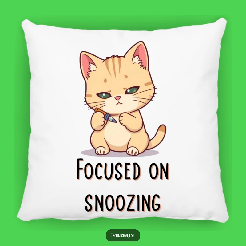Funny Cat Mechanic Pillow: Cozy support for the determined fixer, a perfect funny gift!