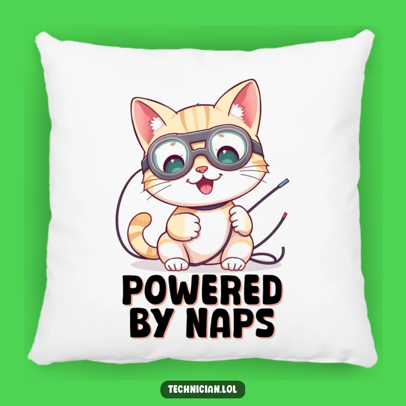 Funny Cat Electrician Pillow: Cozy Kitty Accent, Perfect Humorous Gift