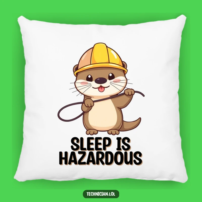 Funny Otter Hard Hat Wire Pillow - Comfy and Hilarious Accent for DIYers!