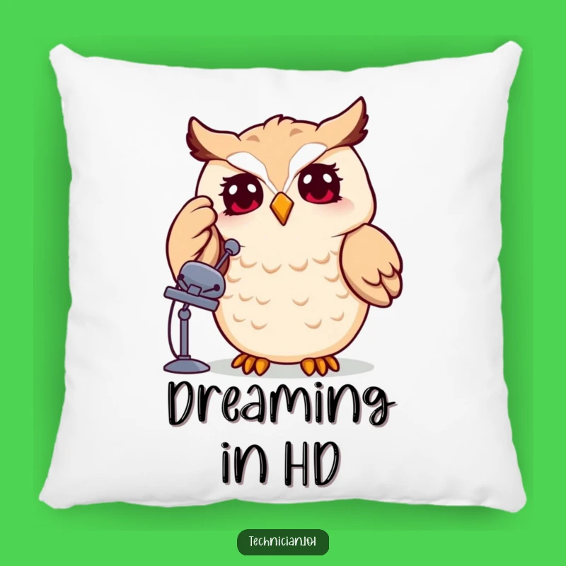Funny Owl Satellite Dish Pillow: Cozy Comfort with Whimsical Tech Design, Great Gift