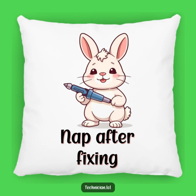 Funny Rabbit Pillow: Cozy Fixer with Screwdriver, Satisfied Decor Gift