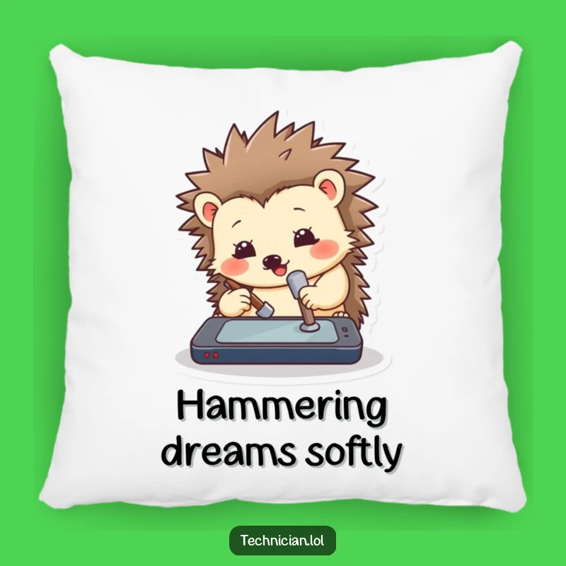 Funny Hedgehog Hammer Pillow: Comfort and Humor for Tech Lovers Gift