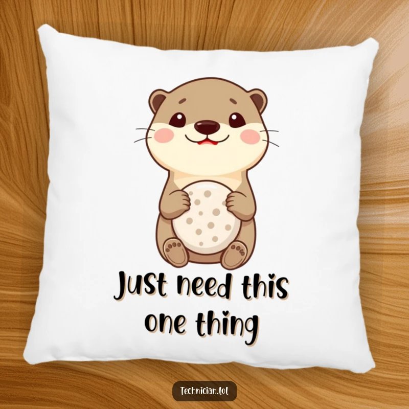 Funny Otter Multitool Pillow: A happy otter with a wide smile holds a multitool, offering comfort and a touch of humor.
