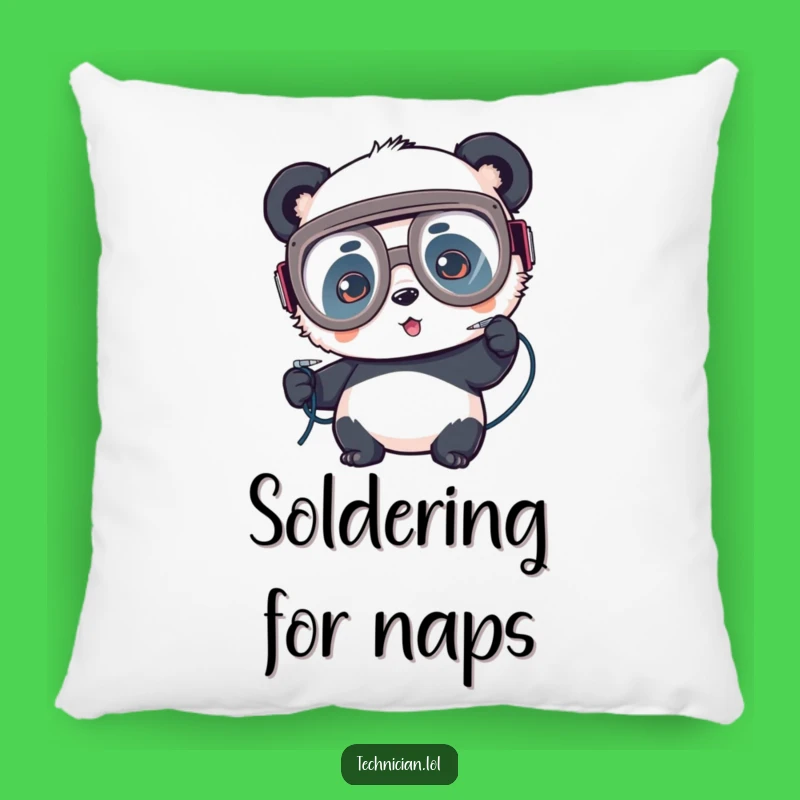 Funny Panda Welder Pillow: Cozy support for the focused creator, a perfect funny gift!