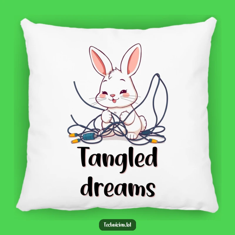 Funny Bunny Wires Pillow - Tech Support Humor Accent