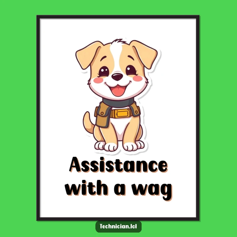 Funny Puppy Digital Art: Eager Helper's Portrait, Hilarious Gift for Art Lovers