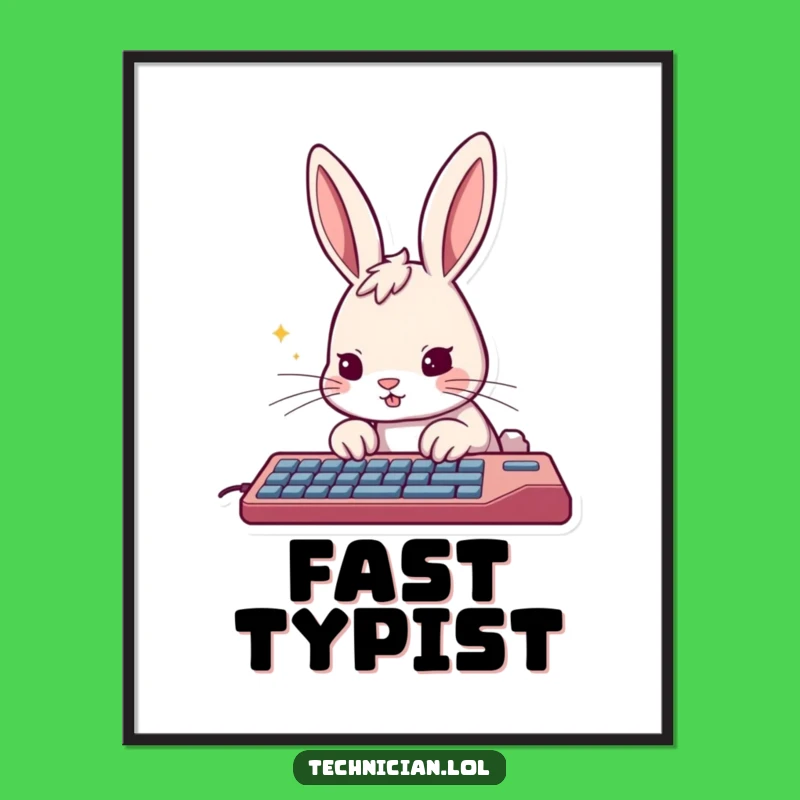 Funny Rabbit Typing Digital Art - Instant Creative Decor!