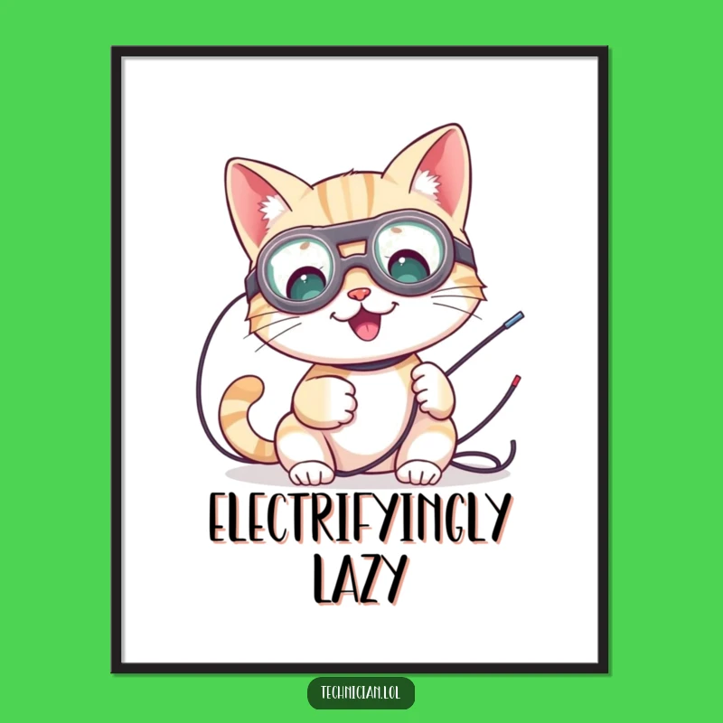 Funny Cat Electrician Digital Art: Instant Techie Decor, Perfect Humorous Gift