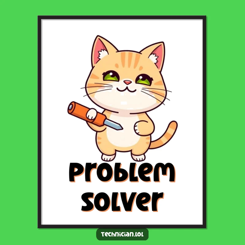 Funny Determined Cat Screwdriver Digital Print - Instant Focused Art for Your Walls!