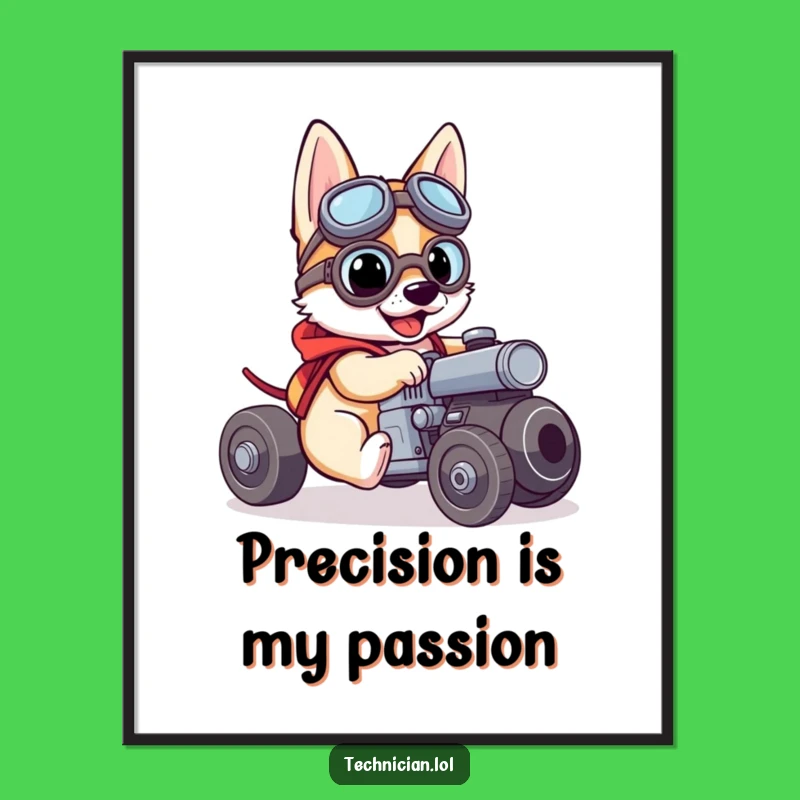 Funny Dog Mechanic Digital Art: Brave Goggled Pup for Instant Wall Art - A Perfect Funny Gift!