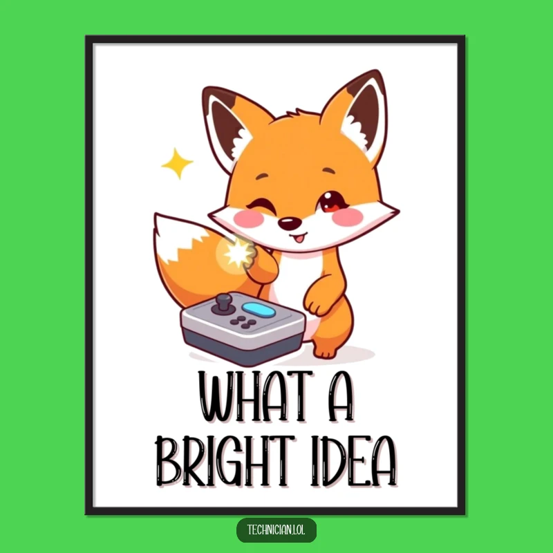 Funny Fox Tech Digital Art: Instant Gamer Decor, Perfect Humorous Gift