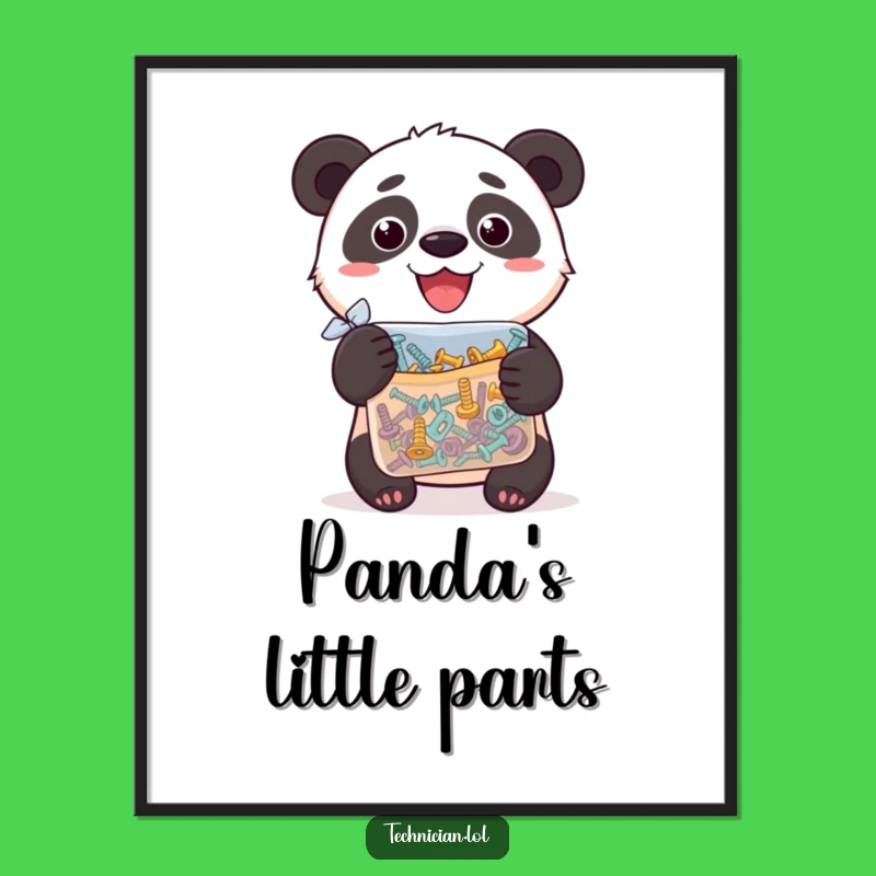 Funny Panda Screw Art Digital Print: Proud Bear for Instant Decor - A Clever Funny Gift!