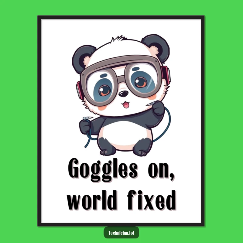 Funny Panda Welder Digital Art: Focused soldering, a perfect funny gift for any workspace!