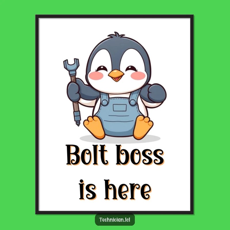 Funny Penguin Mechanic Digital Art - Instant Humorous Decor