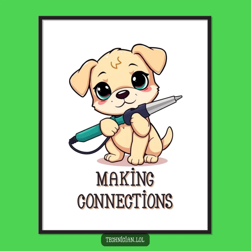 Funny Puppy Soldering Digital Art: High-Quality DIY Art Print, Perfect Gift