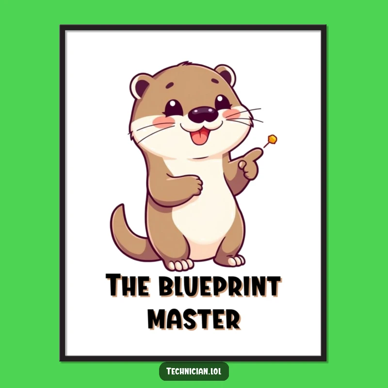 Funny Otter Schematic Print - Clever Cartoon Art & Funny Gift