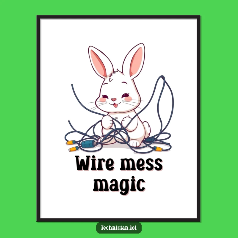 Funny Bunny Wires Digital Art - Tech Problem Print Gift